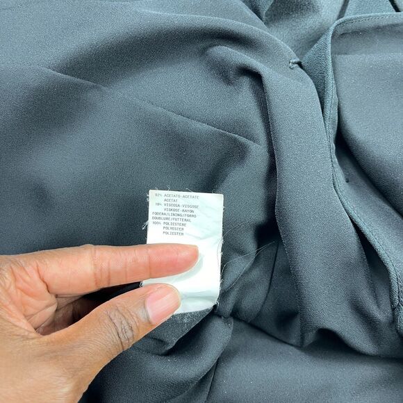 Armani Collezioni Black Satin Trim Classic Blazer 12 Ruched 3/4 Sleeve Jacket - Picture 7 of 13